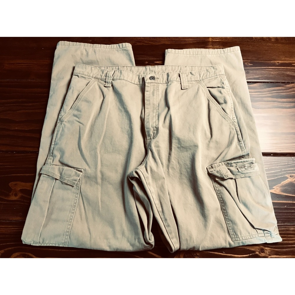Wrangler Pants, Men's Size 36x34, Tan, Cargo, Pockets, Straight Leg
